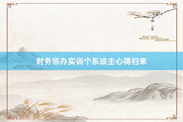 财务惩办实训个东谈主心得归来